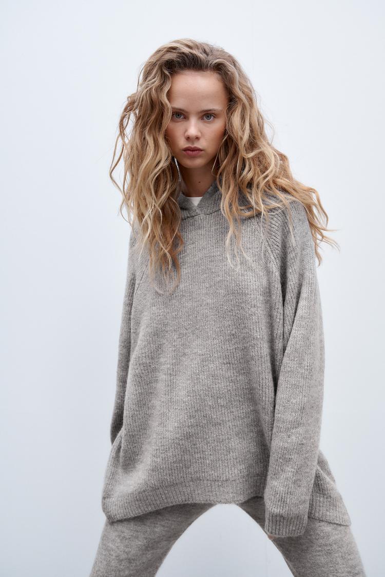 KNIT HOODIE Grey ZARA United Kingdom